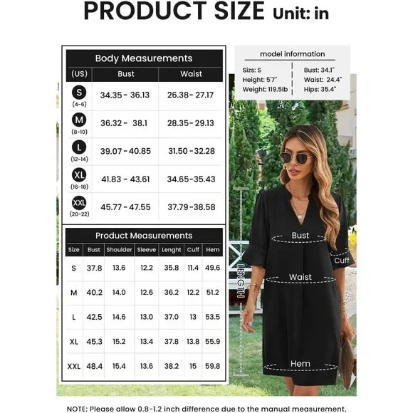 Women Dusty Pink Polyester V-Neck Loose Fit Short Sleeve Knee Length Shift Dress - Picture 6 of 6